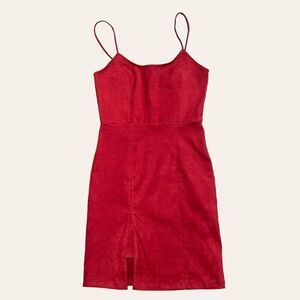 Rokoko Red Faux Suede Bodycon Dress